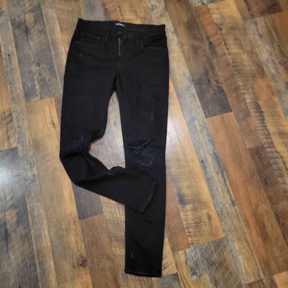Expresss black‎ skinny distressed jeans 4s